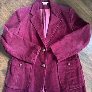 Women's Corduroy Blazer in Rich Burgundy
